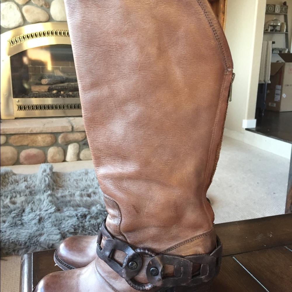 Distressed leather boot